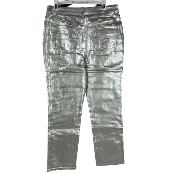 Metallic Silver Pants By Blue B. Collection Size L Cotton/Spandex Blend - Picture 2 of 6